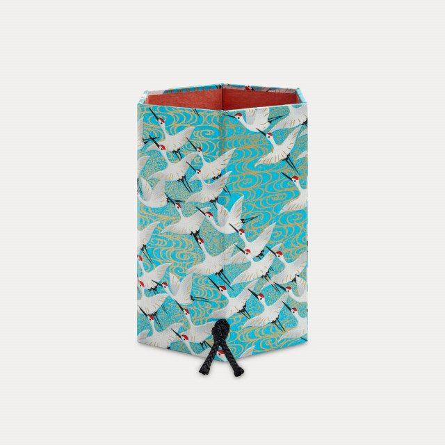 ST Pen Pot (collapsible) White cranes/blue (3)