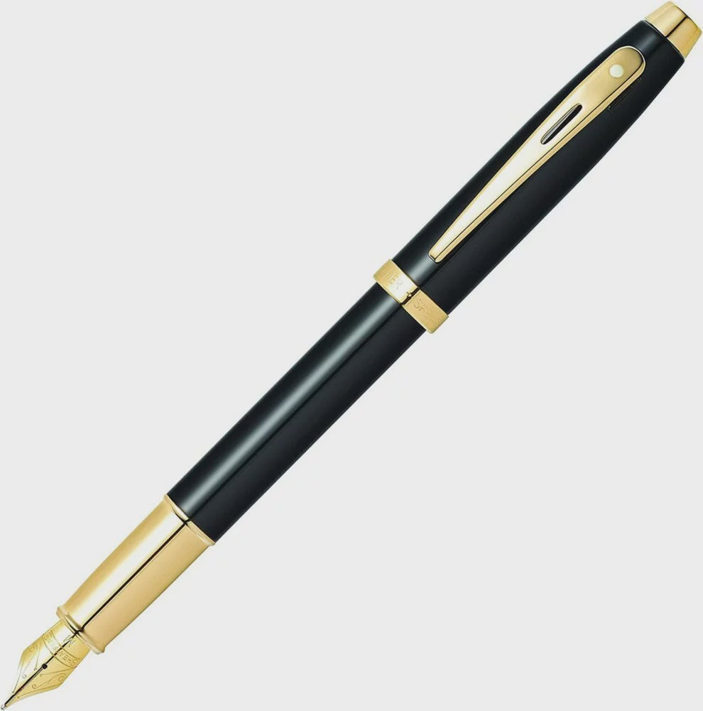 FP SHEAFFER 100 E9322 GLOSSY BLACK WITH GOLD TONE TRIMS MEDIUM
