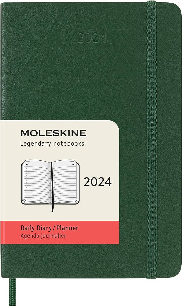 DI 2024 Moleskine 12M Daily Pocket Myrtle Green Soft Cover