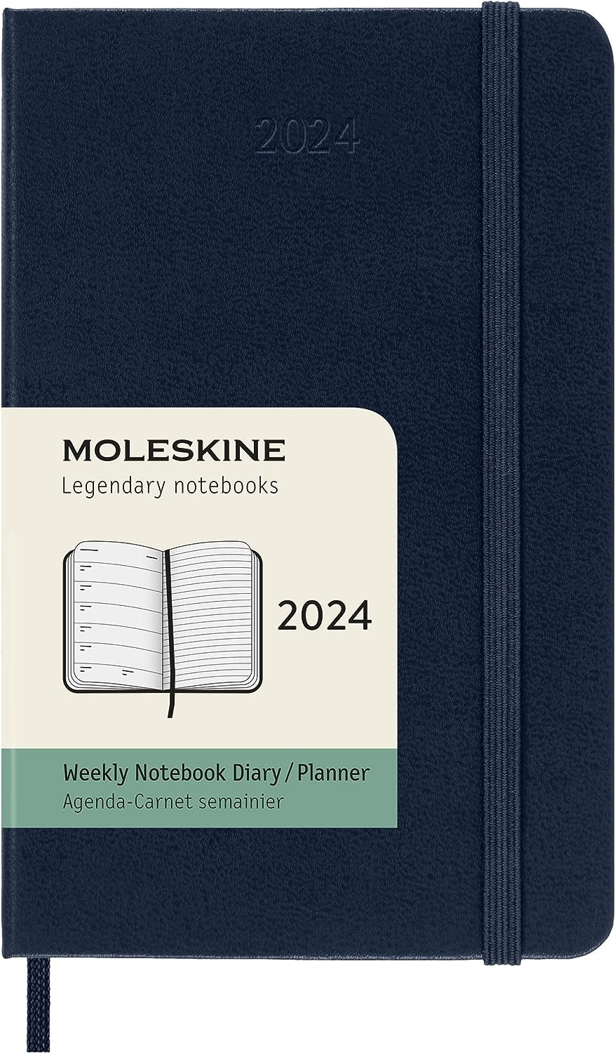 DI 2024 Moleskine 12M Weekly Notebook Pocket Sapphire Blue Hard Cover