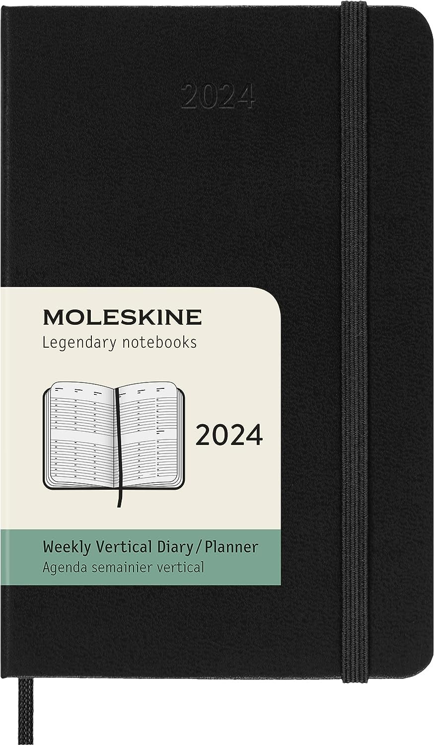 DI 2024 Moleskine 12M Weekly Vertical Pocket Black Hard Cover