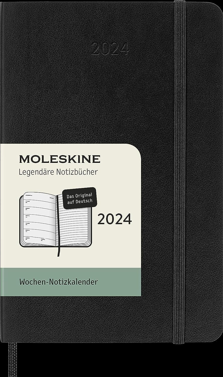 DI 2024 Moleskine 12M Weekly Notebook Pocket Black Soft Cover de