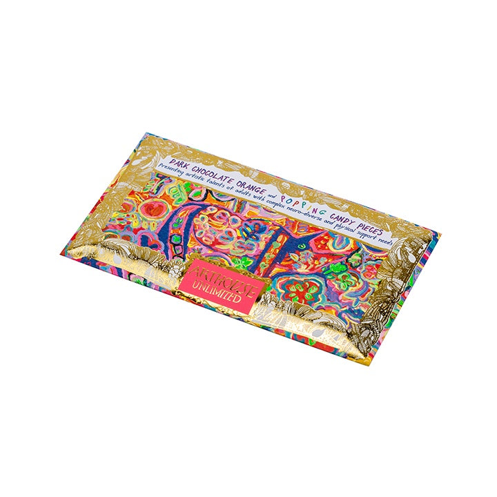 CHOC Rhino in Bloom Dark Chocolate with Orange and Popping Candy pieces