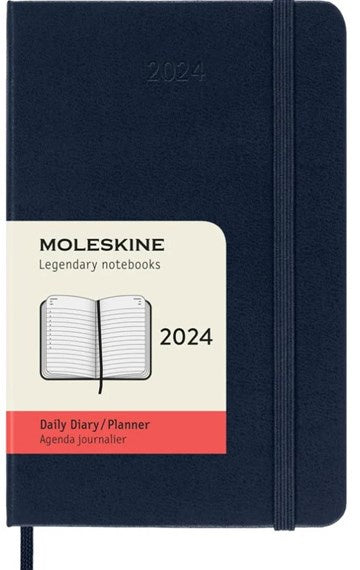 DI 2024 Moleskine 12M Daily Pocket Sapphire Blue Hard Cover