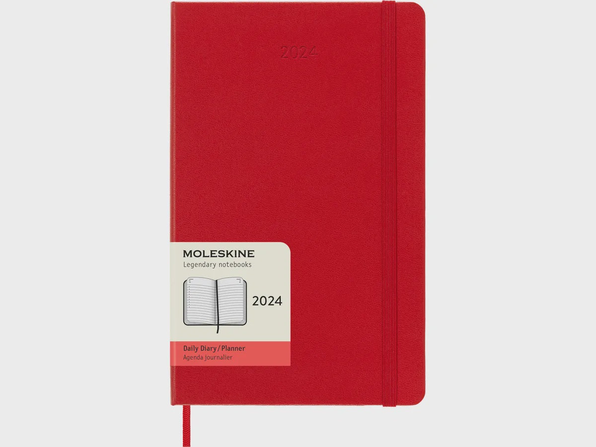 DI 2024 Moleskine 12M Daily Large Scarlet Red Hard Cover