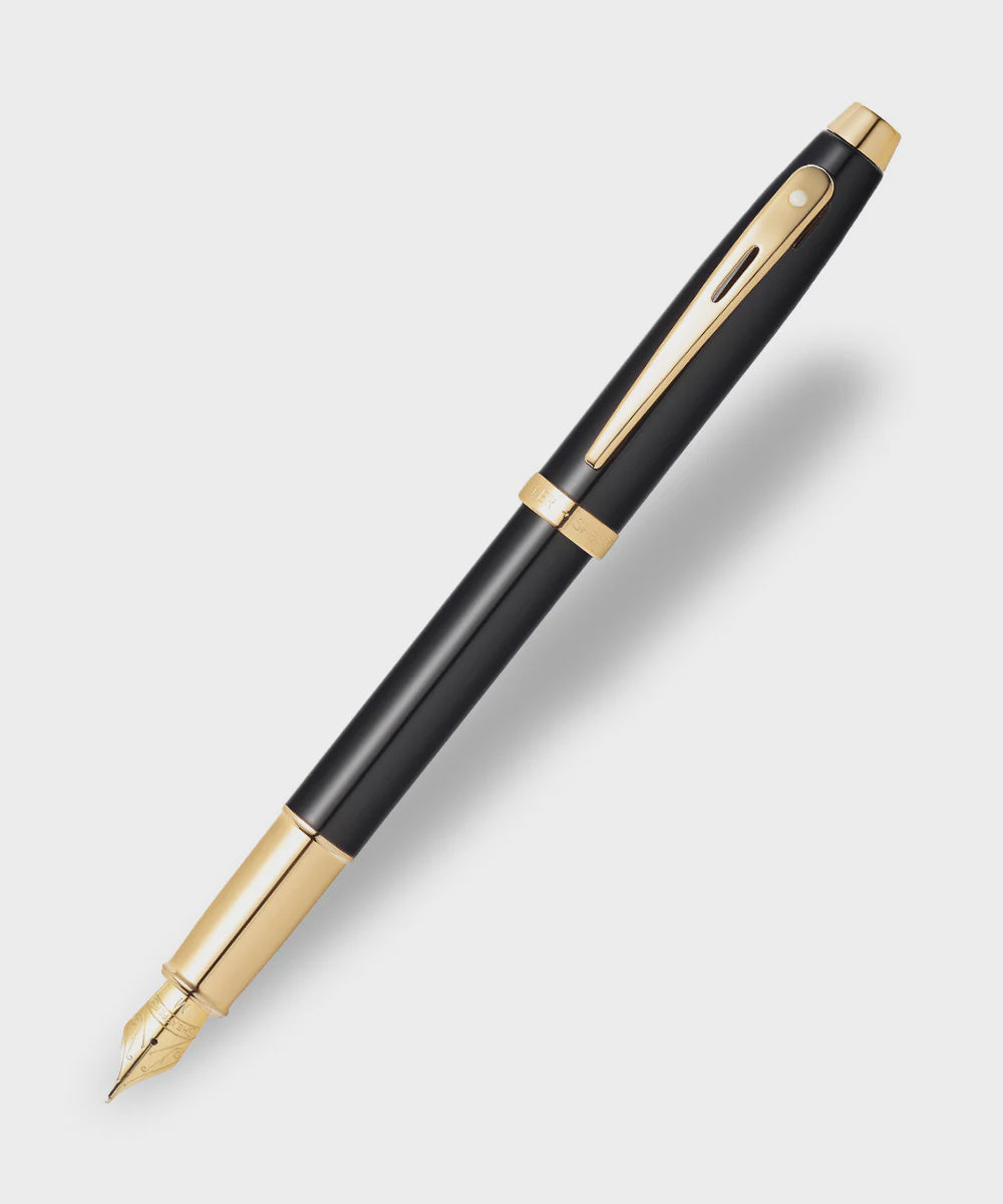 FP SHEAFFER 100 E9322 GLOSSY BLACK WITH GOLD TONE TRIMS FINE