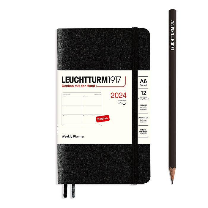 XDI Black, Weekly Planner, Softcover, Pocket (A6) 2024, English