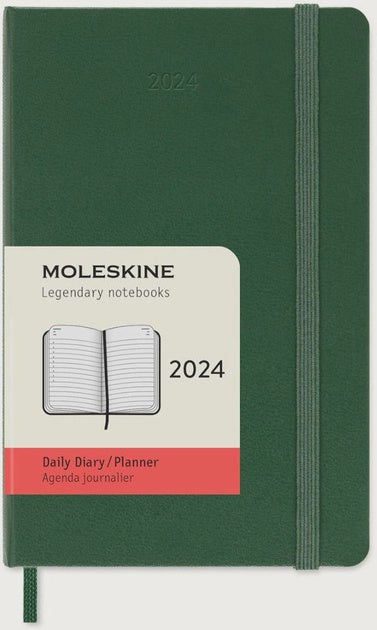 DI 2024 Moleskine 12M Daily Pocket Myrtle Green Hard Cover