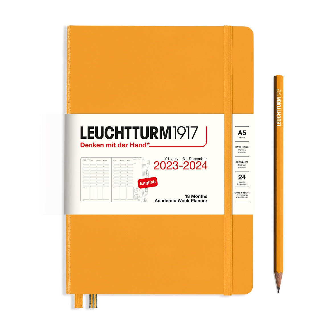 XDI Rising Sun, Academic Week Planner Medium (A5), 18 months, 2024 with extra booklet, English