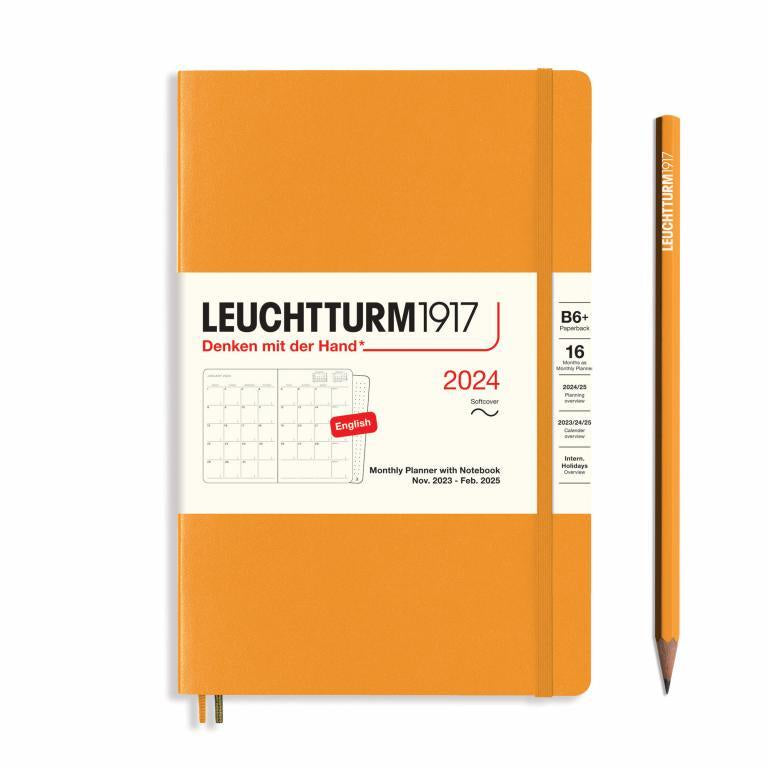 XDI Rising Sun, Monthly Planner with notebook Paperback (B6+) 2024, with extra booklet, English