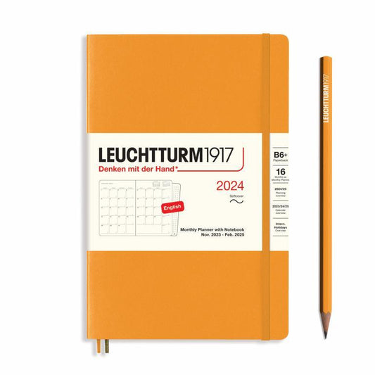 XDI Rising Sun, Monthly Planner with notebook Paperback (B6+) 2024, with extra booklet, English