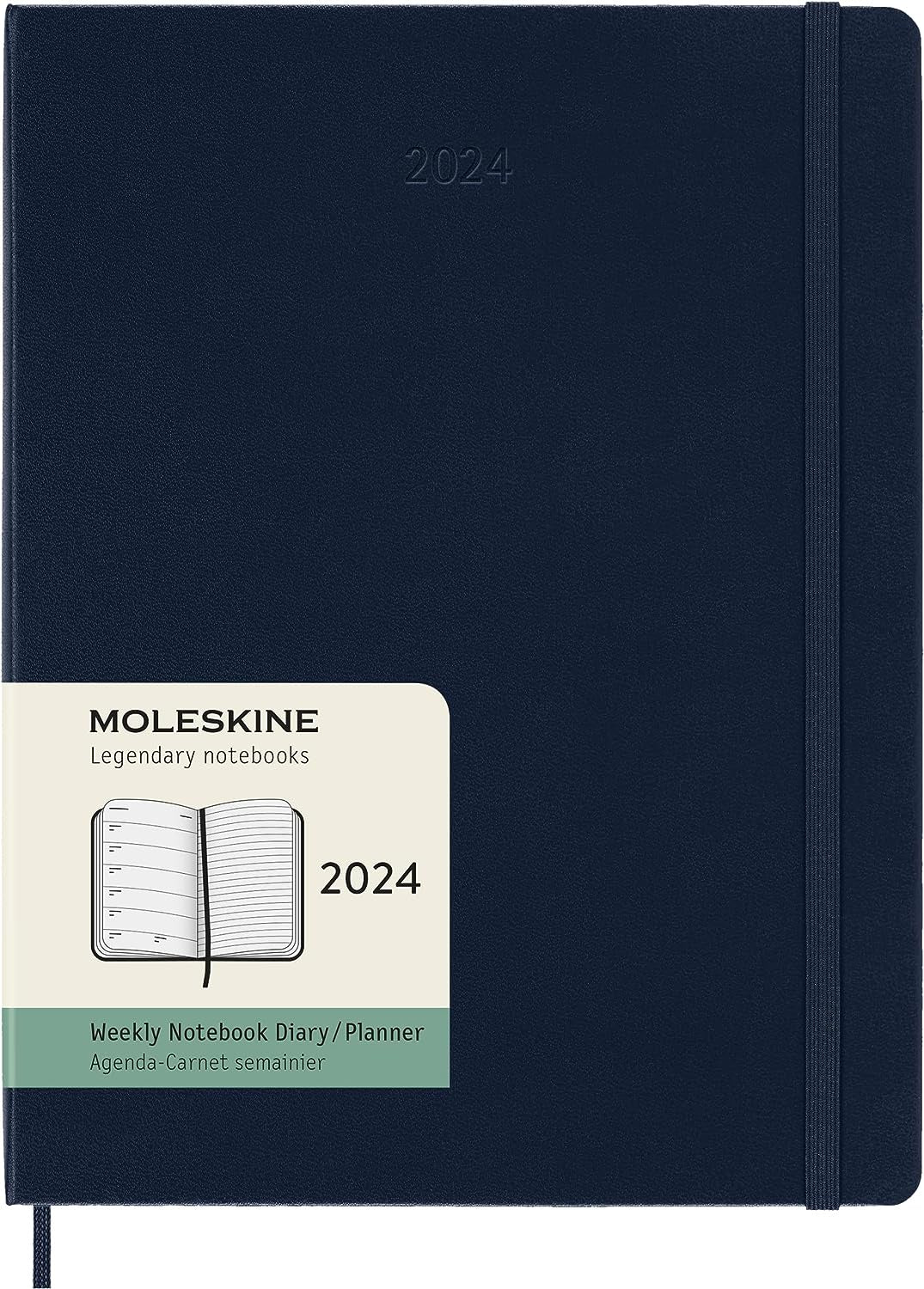 DI 2024 Moleskine 12M Weekly Notebook X-Large Sapphire Blue Hard Cover