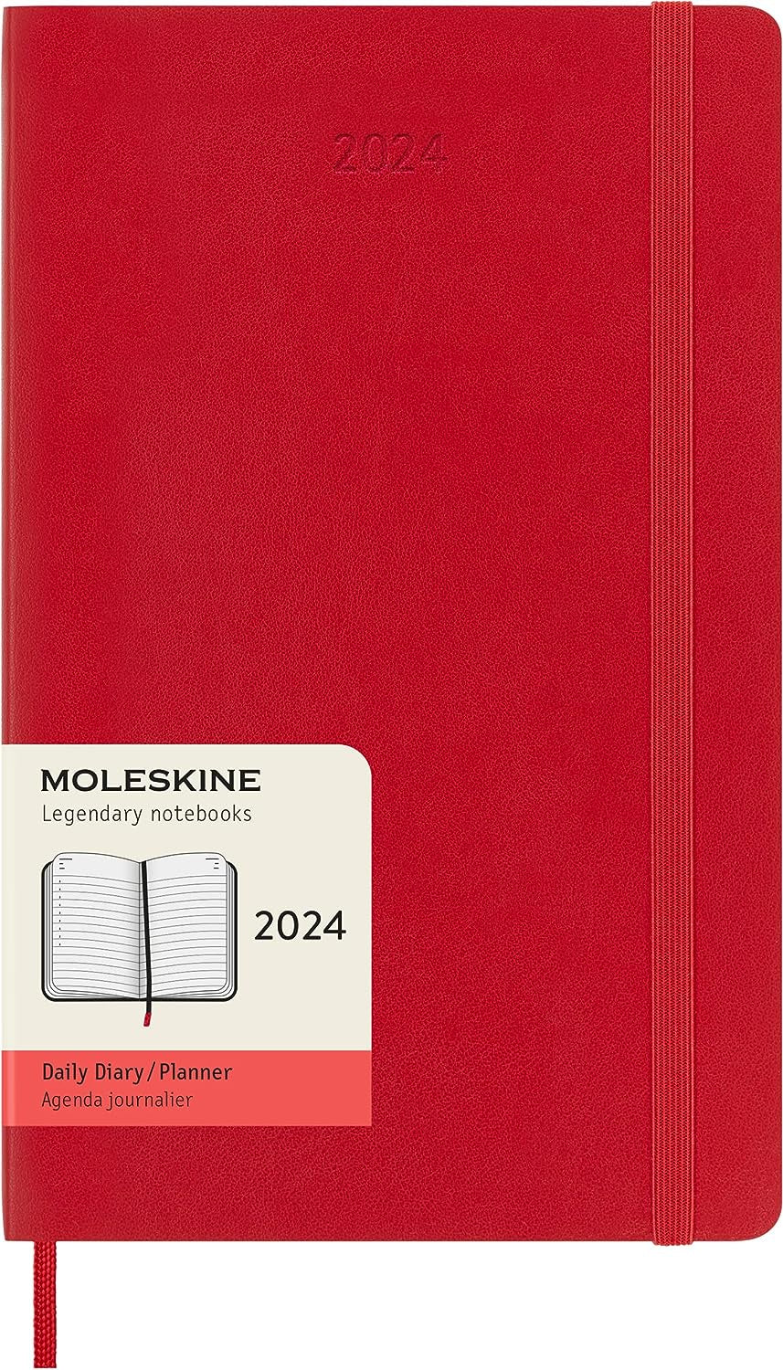 DI 2024 Moleskine 12M Daily Large Scarlet Red Soft Cover