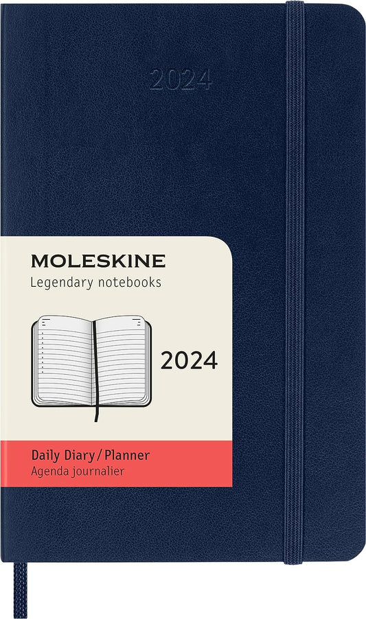 DI 2024 Moleskine 12M Daily Pocket Sapphire Blue Soft Cover