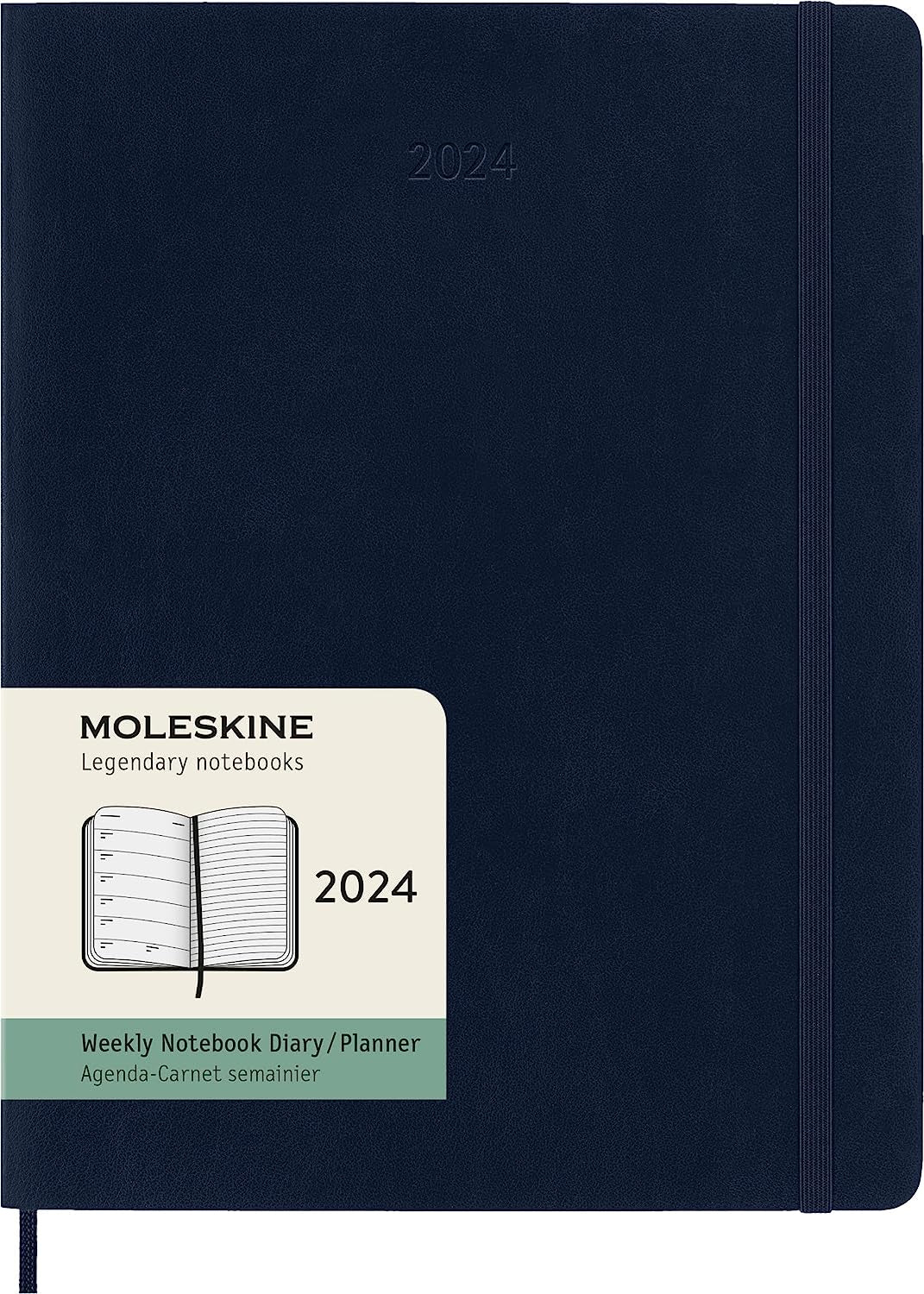 DI 2024 Moleskine 12M Weekly Notebook X-Large Sapphire Blue Soft Cover
