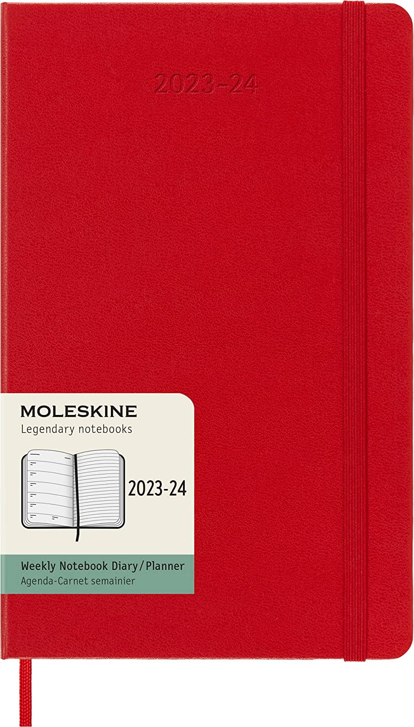 DI Moleskine 18M Weekly Notebook Large Scarlet Red Hard Cover