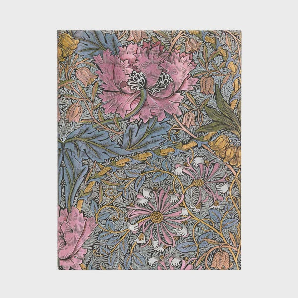 NB William Morris Pink Honeysuckle Plain Midi Notebook