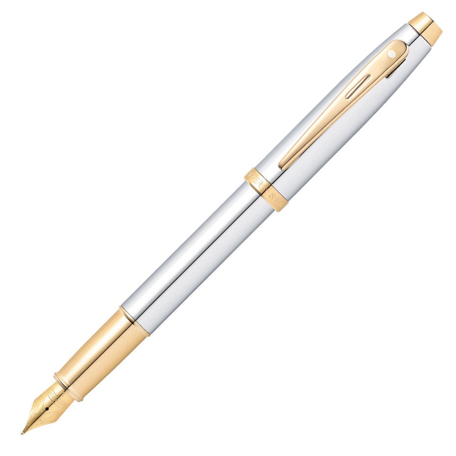FP SHEAFFER 100 E9340  BRIGHT CHROME WITH GOLD TONE TRIMS MEDIUM