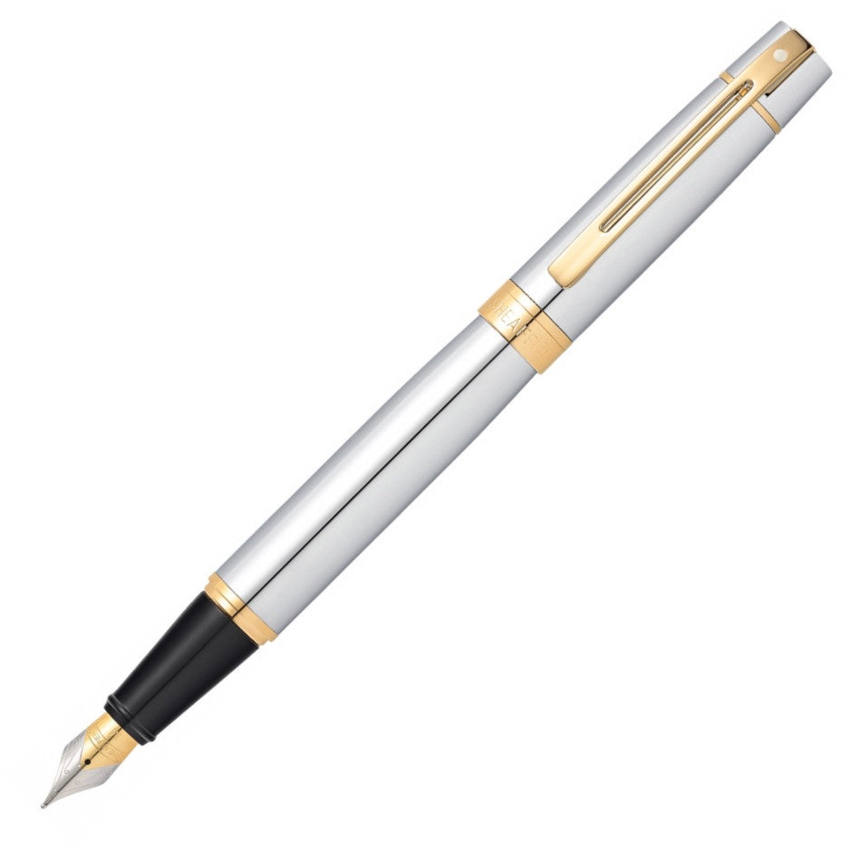 FP SHEAFFER 300 E9342 BRIGHT CHROME WITH GOLD TONE TRIM MEDIUM
