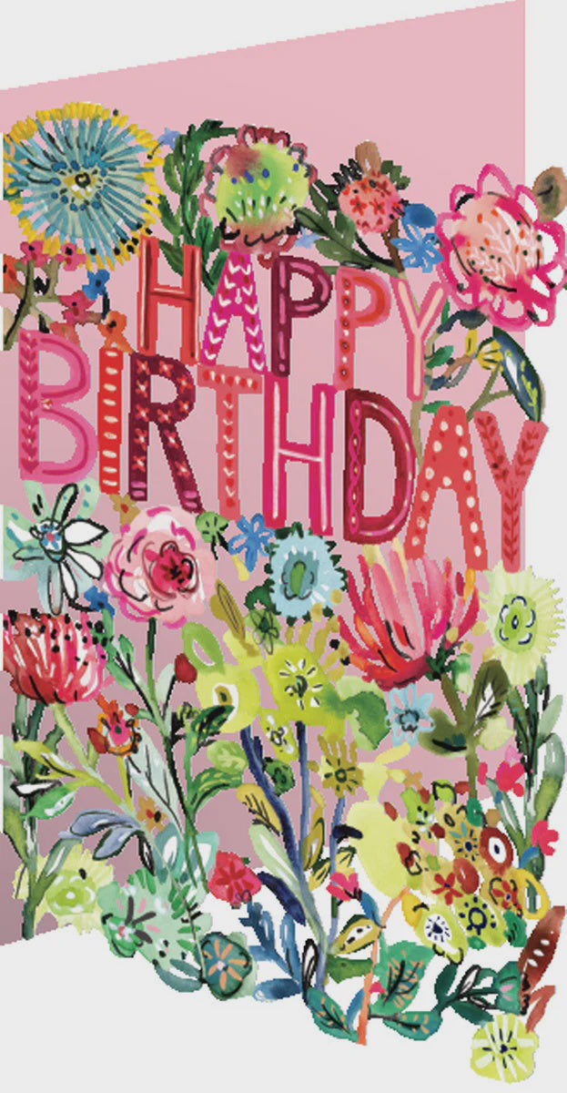 GC Birthday Floral Words Laser