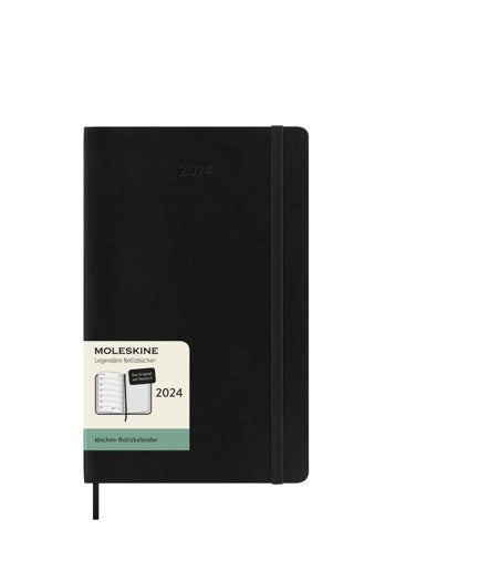DI 2024 Moleskine 12M Weekly Notebook Large Black Soft Cover de