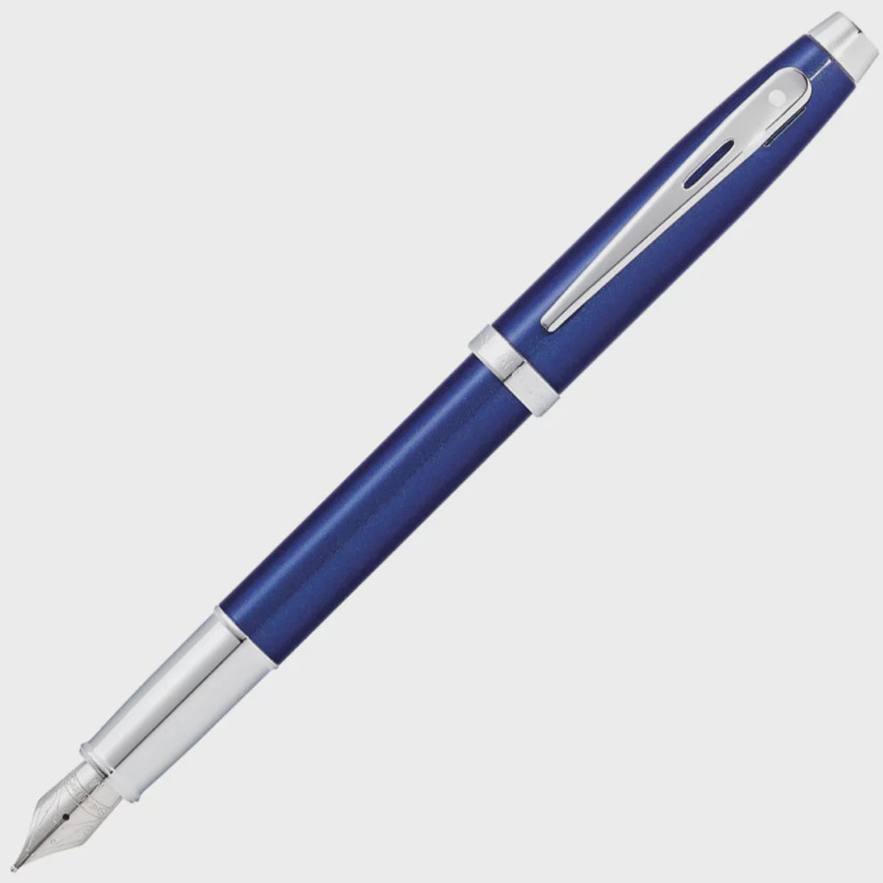FP SHEAFFER 100 E9339  GLOSSY BLUE LACQUER WITH CHROME PLATED TRIMS MEDIUM