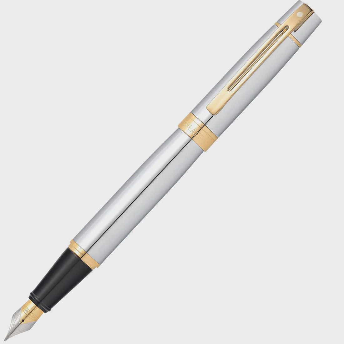 FP SHEAFFER 300 E9342 BRIGHT CHROME WITH GOLD TONE TRIM FINE