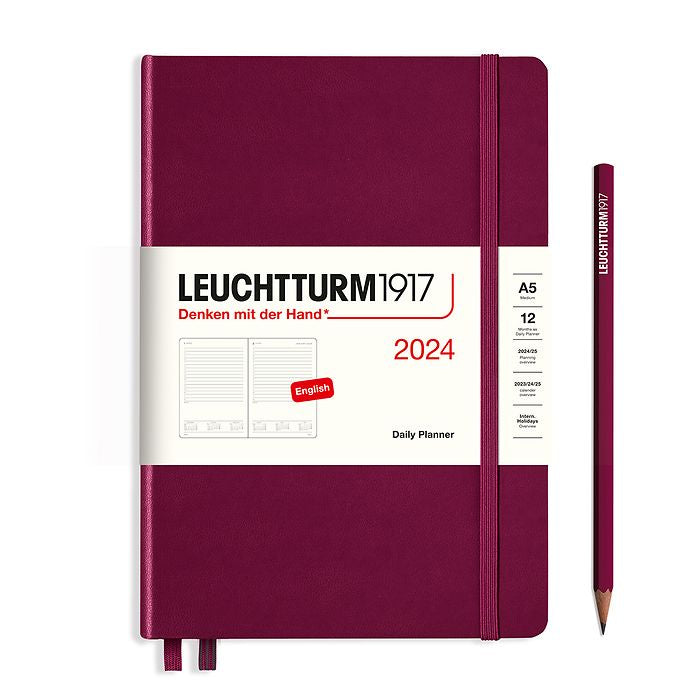 XDI Port Red, Daily Planner Medium (A5) 2024, English