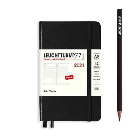 XDI Black, Daily Planner Pocket (A6) 2024, English