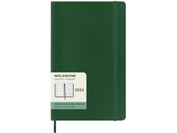 DI 2024 Moleskine 12M Weekly Notebook Large Myrtle Green Soft Cover