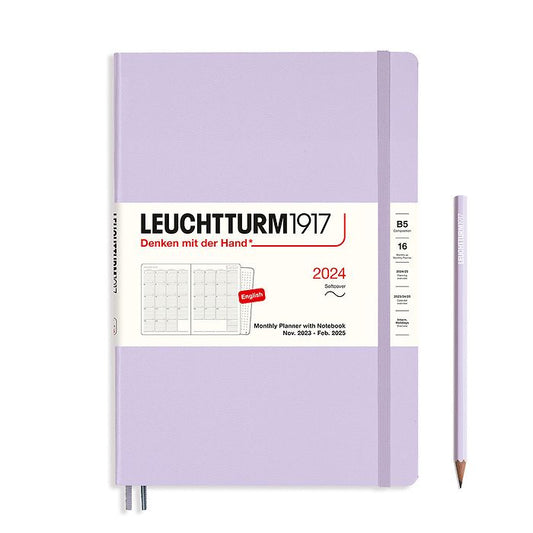 XDI Lilac, Monthly Planner with notebook Composition (B5) 2024, with extra booklet, English