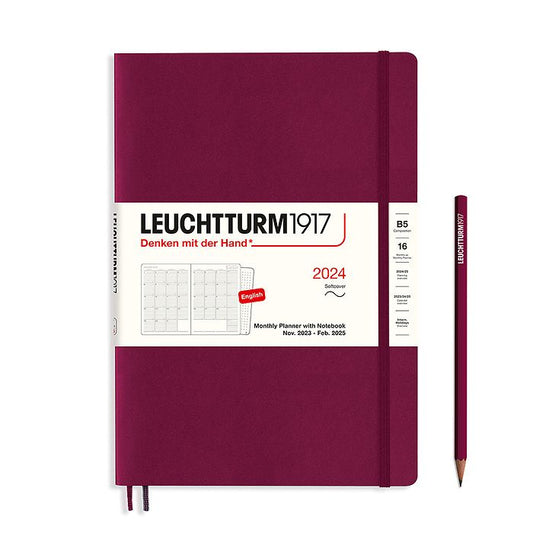 XDI Port Red, Monthly Planner with notebook Composition (B5) 2024, with extra booklet, English