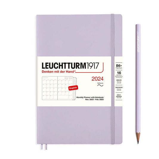 XDI Lilac, Monthly Planner with notebook Paperback (B6+) 2024, with extra booklet, English