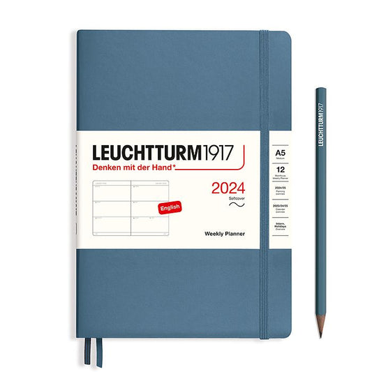 XDI Stone Blue, Weekly Planner, Softcover, Medium (A5) 2024, English