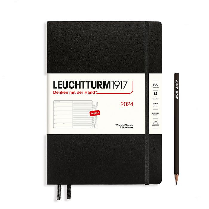 XDI Black, Weekly Planner & Notebook Composition (B5) 2024, with extra booklet, English