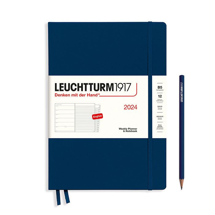 XDI Navy, Weekly Planner & Notebook Composition (B5) 2024, with extra booklet, English