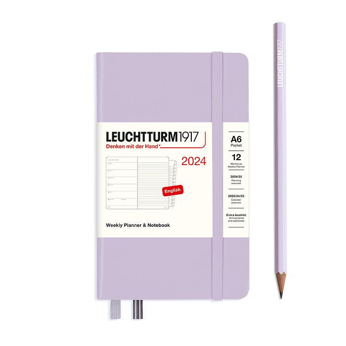 XDI Lilac, Weekly Planner & Notebook Pocket (A6) 2024, with extra booklet, English